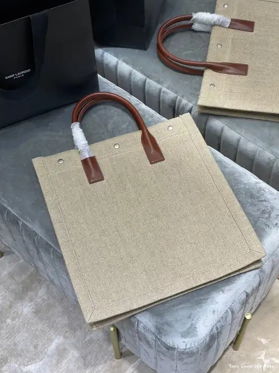Tony Luxuries IN S YSL COTTON AND BAG N LINEN RIVE SHOPPING GAUCHE 0625
